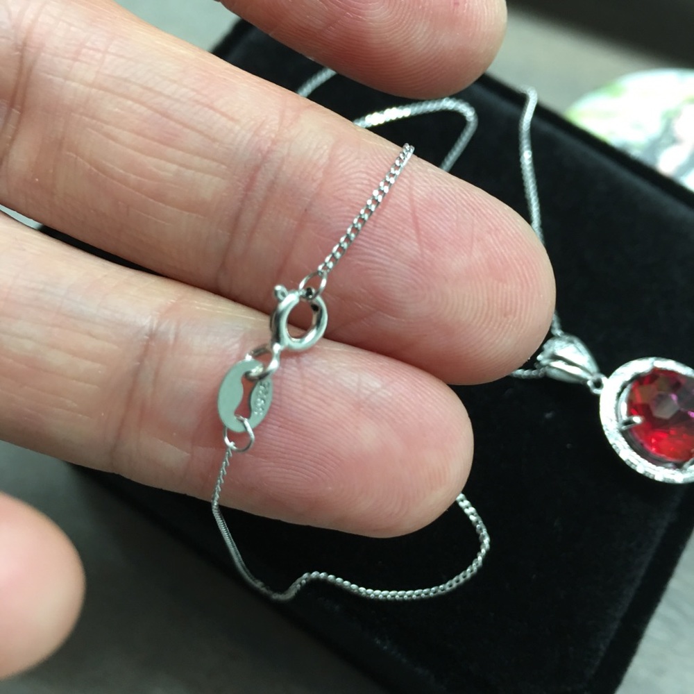 Certified 11.5 CT Red Topaz Ring Necklace Set RARE - Picture 11 of 17